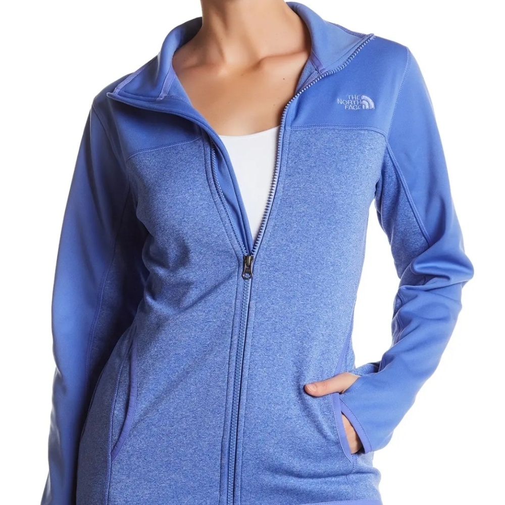 North Face Jacket Womens Small Blue Full Zip Track Fleece Long Sleeve Thumbholes